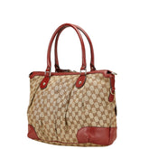 グッチ GGキャンバス ディアマンテ トートバッグ ショルダーバッグ 2WAY 285730 ベージュ レッド キャンバス レザー レディース GUCCI 【中古】